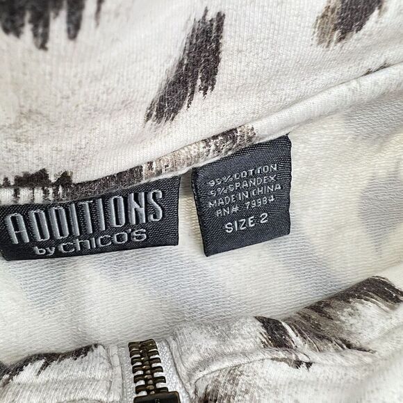 Additions by Chico’s Brown and Cream Full Zip Jacket with Pockets Size Large - Picture 2 of 3